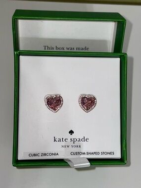 kate spade Pink Heart Cubic Zirconia Stud Earrings